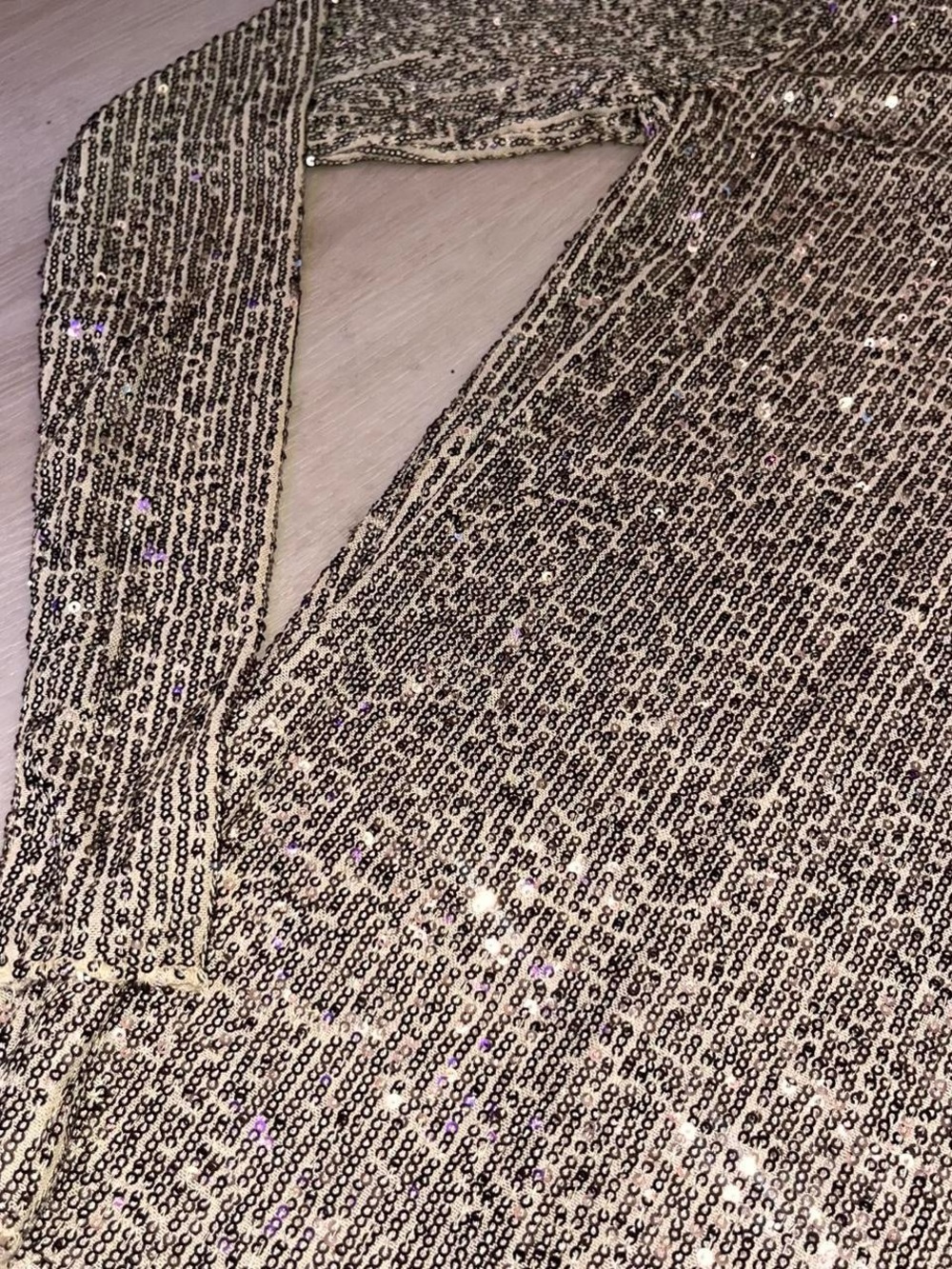 Free People Gold Sequin Long-Sleeve Crewneck Top - Picture 2 of 3